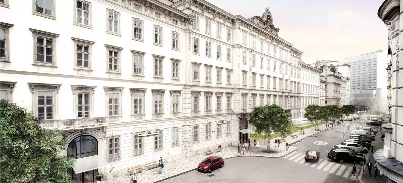 Bernhardstrasse in Wien, historische Gebäude, urbane Architektur, Stadtleben, Place Strategy GmbH, Immobilien, Standortentwicklung.