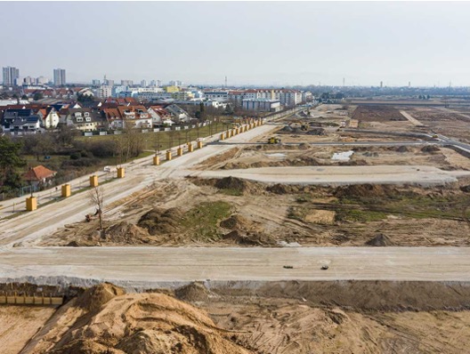 Gruben im Baugebiet für Stadtentwicklung und Infrastruktur, Landschafts- und Bauplanung.