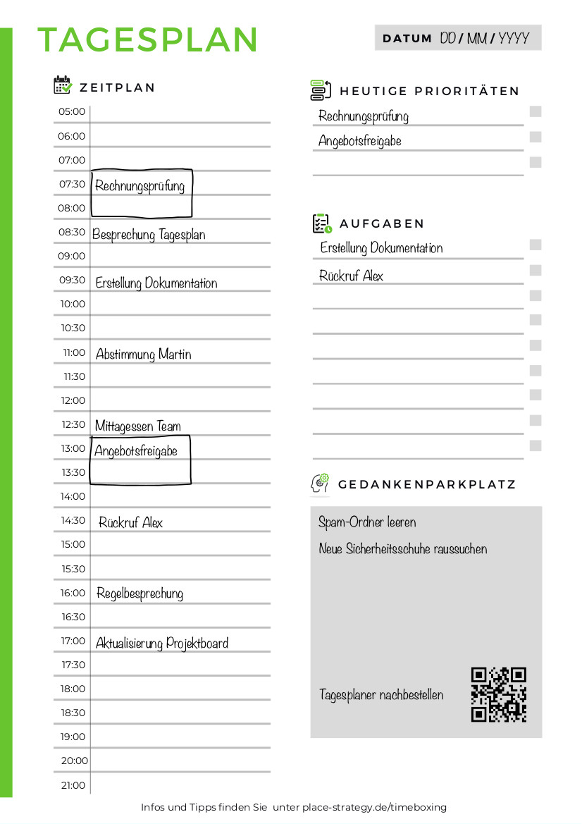 Zeitplan für effizientes Projektmanagement bei PLACE Strategy GmbH.
