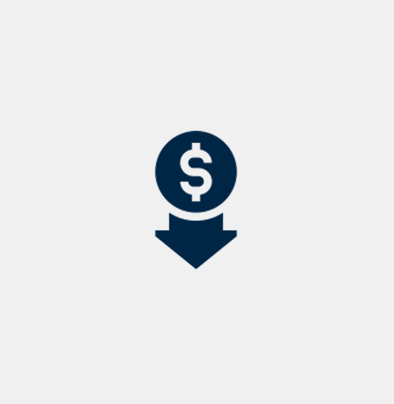 Einstellungs-Icon für sinkende Kosten und Budgetoptimierung im Bereich Standortentwicklung.